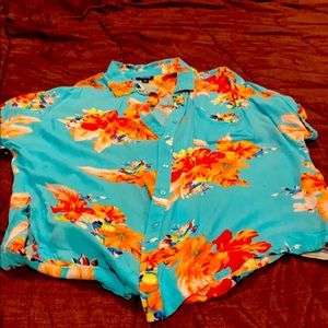 Blue with flowers blouse